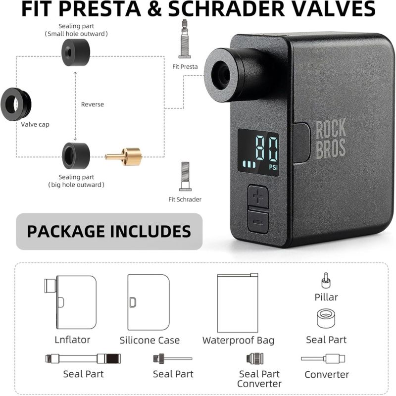 Elektrinė mini pompa Rockbros AS1 Pro 120 psi - Image 4