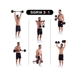 Reguliuojamų hantelių rinkinys 3in1 HMS SGR18 Pro 41 kg